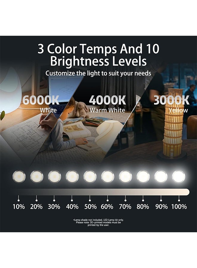 2PCS LED Lamp Kit 001 for Bambu Lab Light Kit MH001, 3 Color Temperature, Power Outage Color Storage, Dimming, 5V USB Puck Light Set DIY Hardware Spare Parts for Makerwold 3D Printed Lamp Projects - Image 3