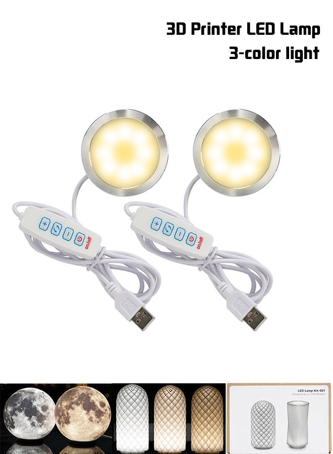 2PCS LED Lamp Kit 001 for Bambu Lab Light Kit MH001, 3 Color Temperature, Power Outage Color Storage, Dimming, 5V USB Puck Light Set DIY Hardware Spare Parts for Makerwold 3D Printed Lamp Projects - Image 1