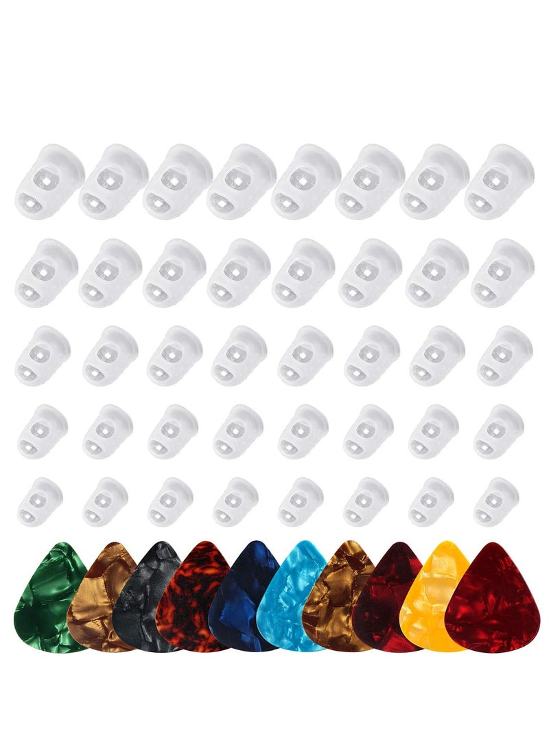 Generic Guitar Fingertip Protectors - 40 Pcs Silicone Guitar Finger Guards Protection Covers Caps for Guitar Ukulele Bass, Sewing and Embroidery (5 Sizes) (Transparent) - Image 2