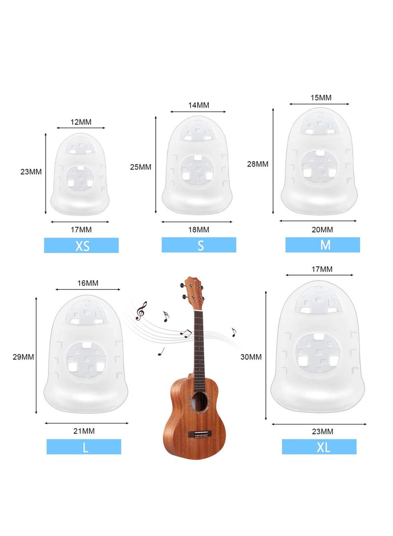 Generic Guitar Fingertip Protectors - 40 Pcs Silicone Guitar Finger Guards Protection Covers Caps for Guitar Ukulele Bass, Sewing and Embroidery (5 Sizes) (Transparent) - Image 3