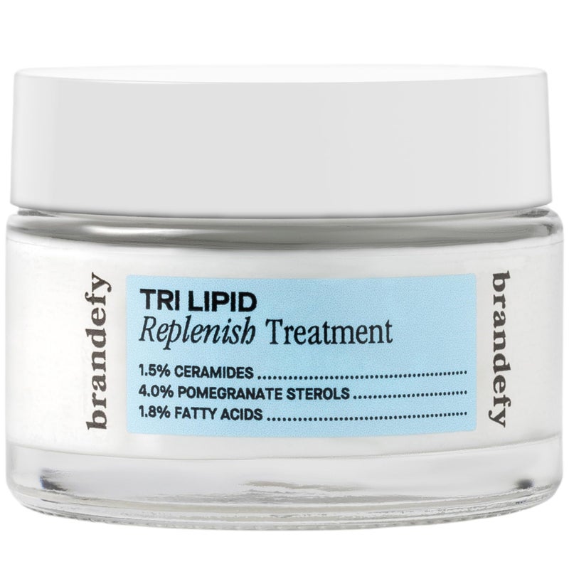 Brandefy Tri Lipid Replenish Treatment - 1.5% Ceramides, 4.0% Sterols, 1.8% Fatty Acids - Peptide Moisturizer, Hydrating Face Cream, Made in the USA (1.6 Oz) - Image 1