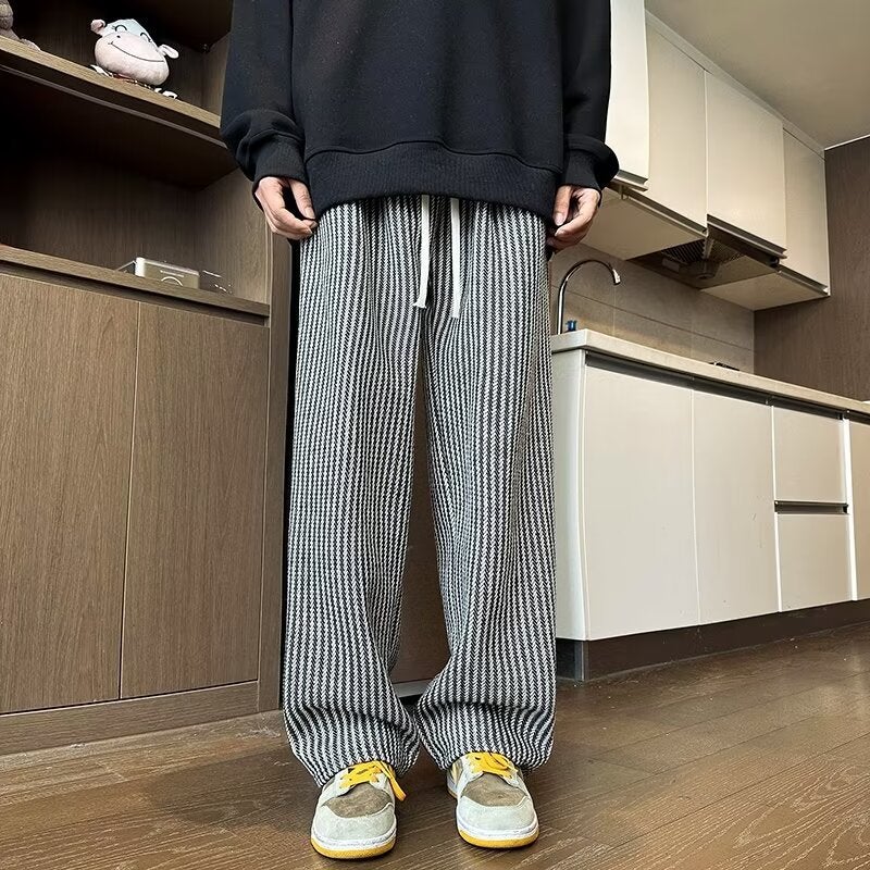 Black And White Vertical Stripe Pants Summer Men'S And Women'S Dosing Straight Casual Wide Leg Pants Wear-Resistant Trendy - Image 1