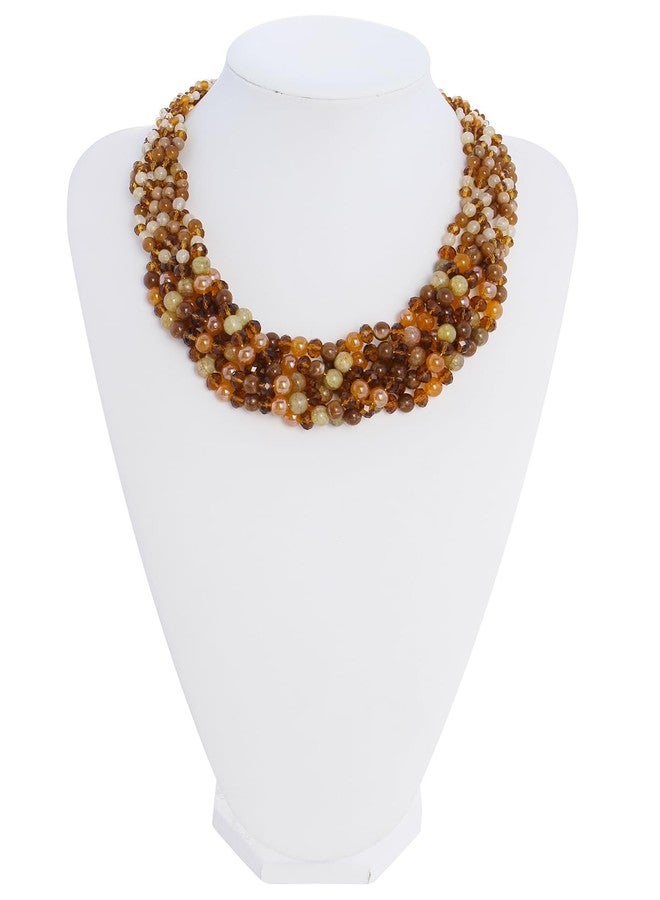 بوكار قلادات بوكار للنساء، قلادة متعددة الطبقات مزينة بالخرز، هدية مثالية للنساء (NK-10698-بني) - Image 3