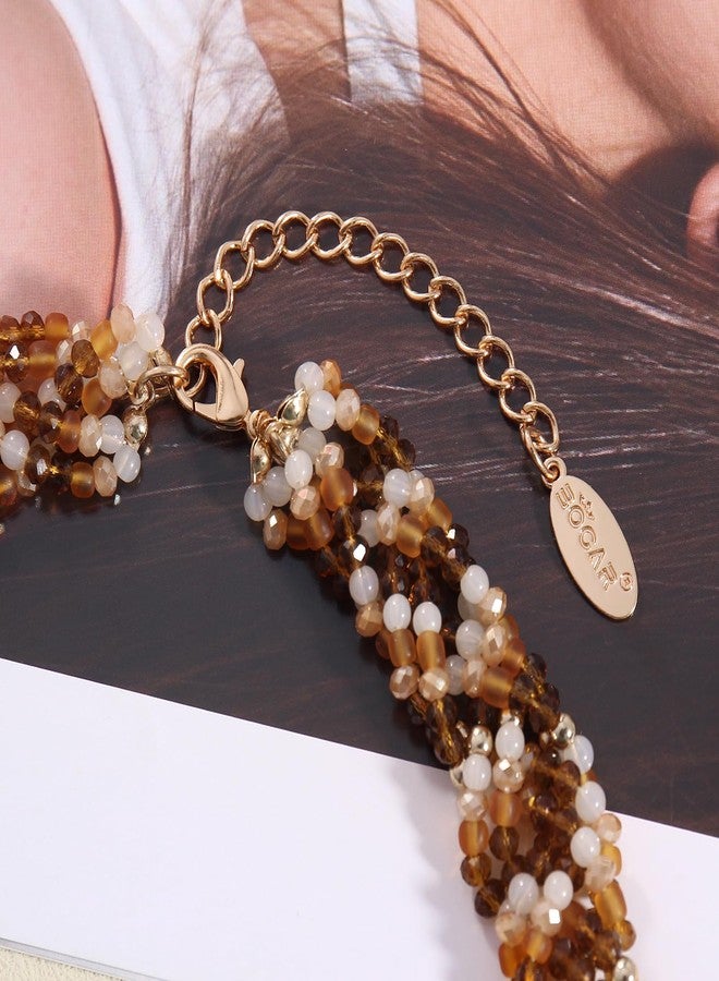 بوكار قلادات بوكار للنساء، قلادة متعددة الطبقات مزينة بالخرز، هدية مثالية للنساء (NK-10698-بني) - Image 5