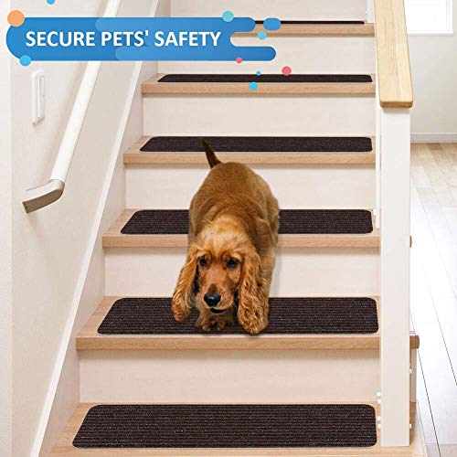 RIOLAND Stair Treads Carpet Non-Slip Indoor Stair Runners for Wooden Steps, Stair Rugs for Kids and Dogs, Set of 15, 8" X 30", Brown - Image 4
