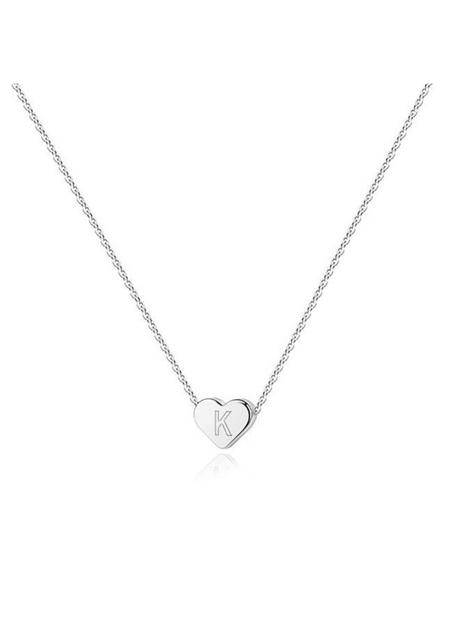 PAVOI 14K Gold Plated Tiny Heart Necklace | Dainty Necklace for Women | Personalized Letter Heart Choker | Adjustable Slider, 1/4 inch, White Gold, No Gemstone - Image 1