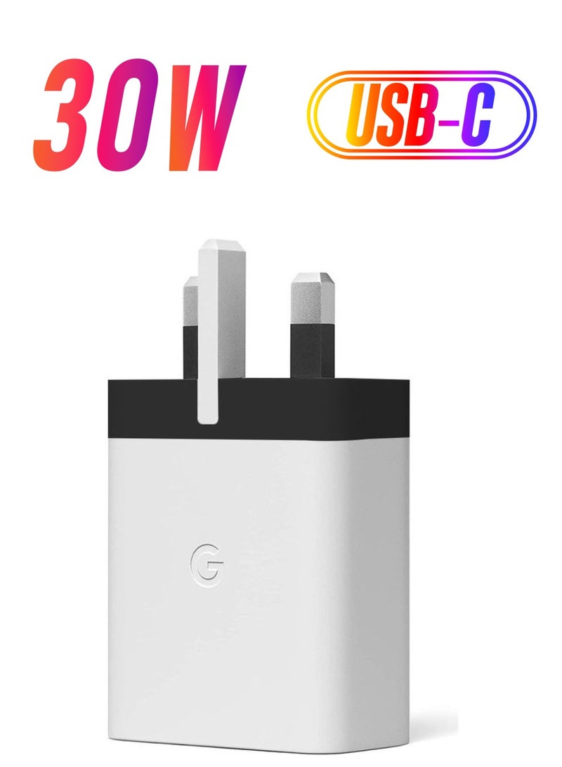 Google 30W USB-C Fast Charging Wall Adapter with 3-Pin Plug and Advanced Safety Protection White - Image 1