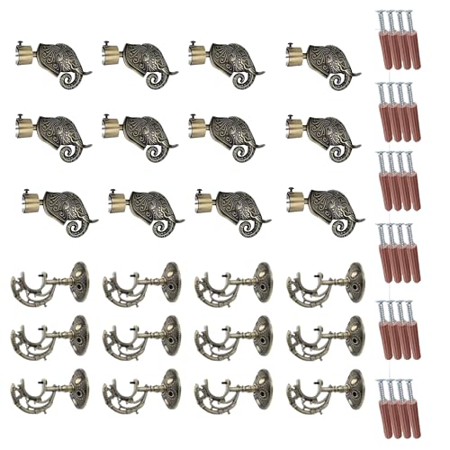 GLOXY ENTERPRISE GLOXY Aluminium Rajwada Elephant Shape Antique Curtain Brackets with Support 1 Inch Rod Pocket Finials Designer Window(6 Pair) - Stylish, Durable Window Decor Solution for Elegant Home Interiors - Image 1