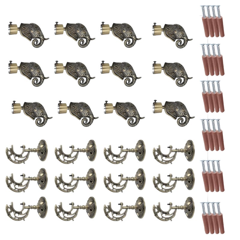 GLOXY ENTERPRISE GLOXY Aluminium Rajwada Elephant Shape Antique Curtain Brackets with Support 1 Inch Rod Pocket Finials Designer Window(6 Pair) - Stylish, Durable Window Decor Solution for Elegant Home Interiors - Image 5