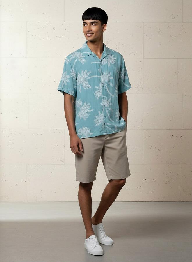 Splash FAV Men Camp Collar Palm Tree Print Short Sleeves Resort Shirt - Image 2