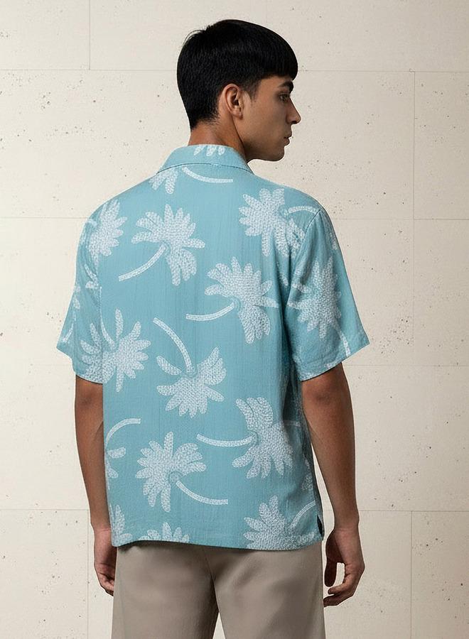 Splash FAV Men Camp Collar Palm Tree Print Short Sleeves Resort Shirt - Image 3