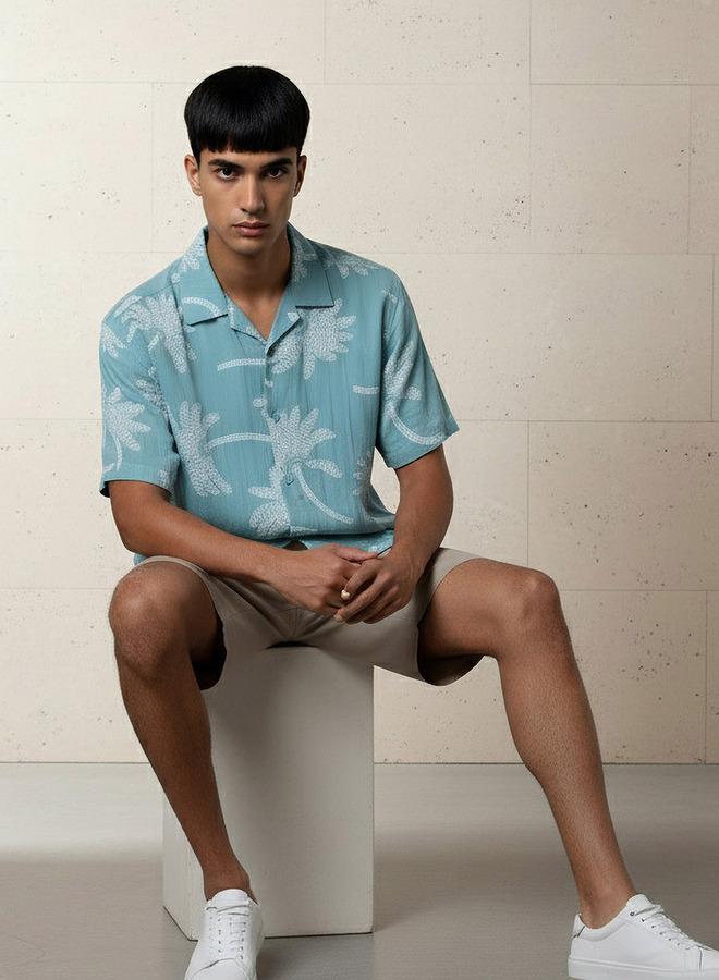 Splash FAV Men Camp Collar Palm Tree Print Short Sleeve Resort Shirt - Image 5