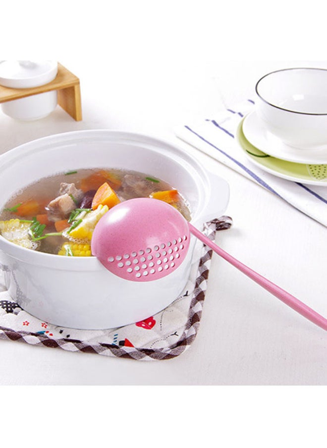 Generic - Creative Wheat Straw 2-in -1 Household Kitchen Soup Spoon Long Handle Plastic Colander Filter Mesh Tableware Hot Pot Spoon-Color:Nordic Blue-Specifications:Spoon (Independent Bag) - Image 1