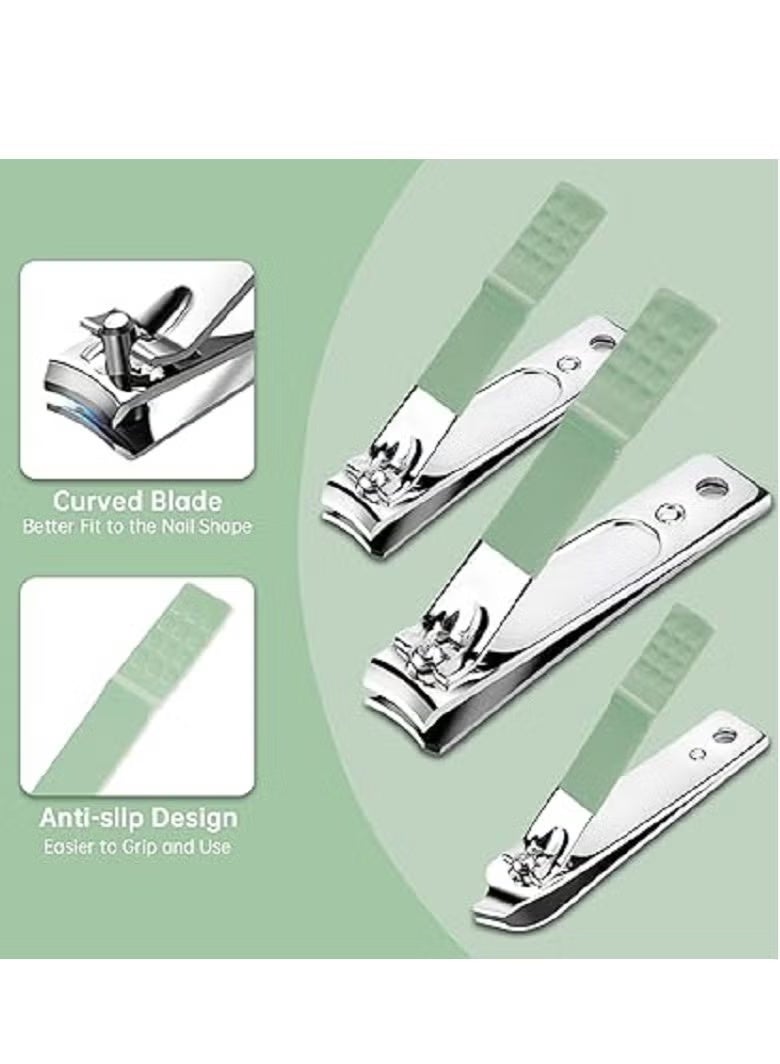 مجموعة العناية بالأظافر الاحترافية 16 في 1 – أدوات مانيكير وباديكير من الفولاذ المقاوم للصدأ للرجال والنساء مع حقيبة تخزين أنيقة للسفر - Image 3