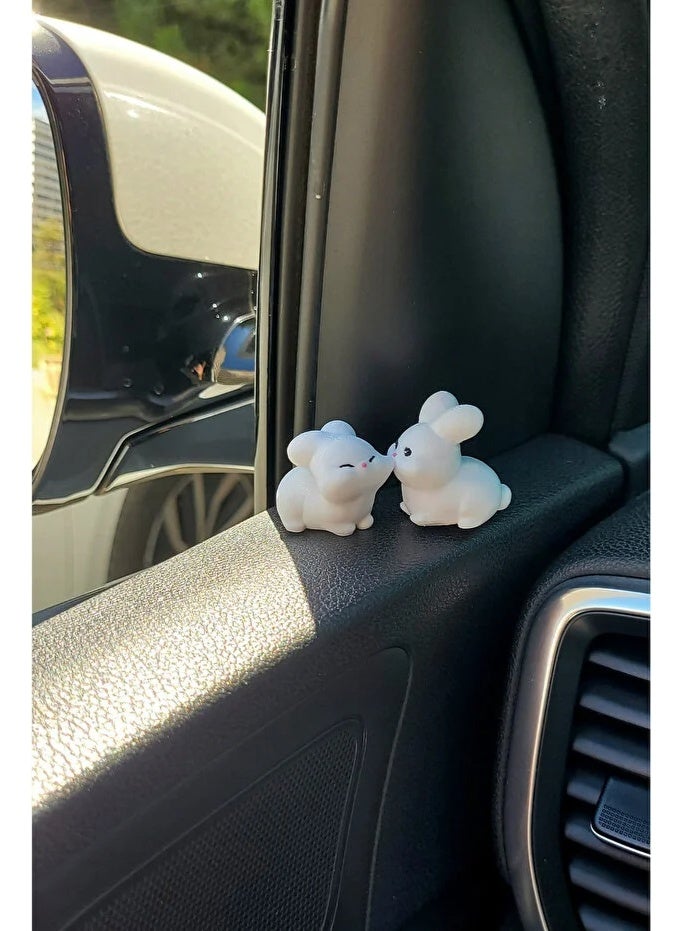 Sweet Rabbit Couple Hard Plastic Car Ornament, Couple Gift, Tiny Ornament, Rabbit Couple - Image 5