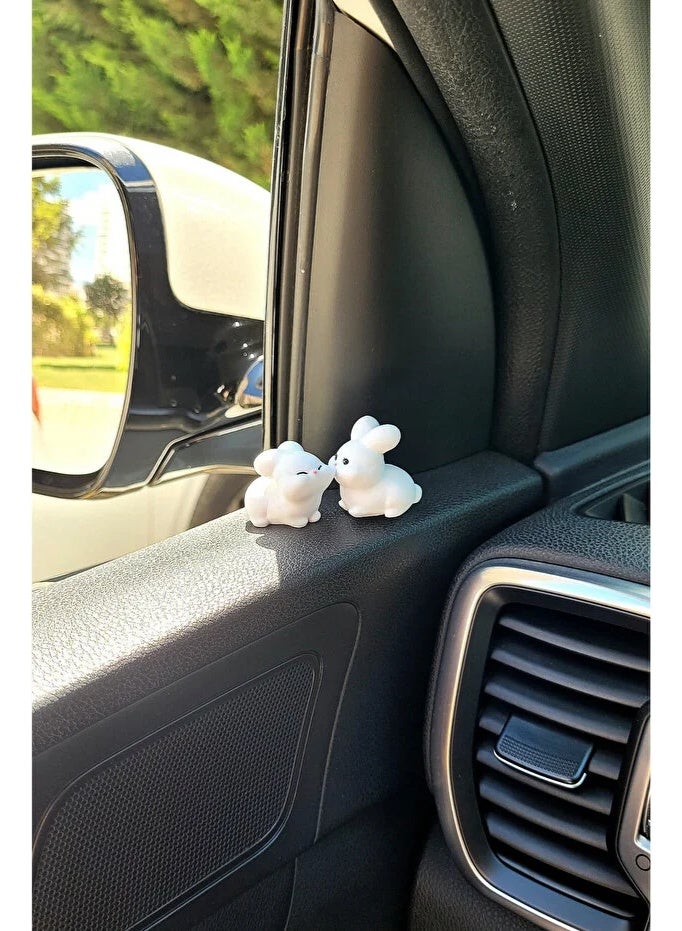 Sweet Rabbit Couple Hard Plastic Car Ornament, Couple Gift, Tiny Ornament, Rabbit Couple - Image 3