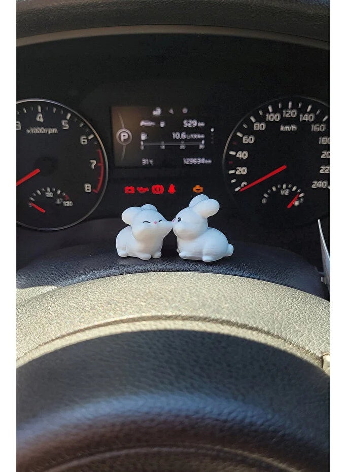 Sweet Rabbit Couple Hard Plastic Car Ornament, Couple Gift, Tiny Ornament, Rabbit Couple - Image 2