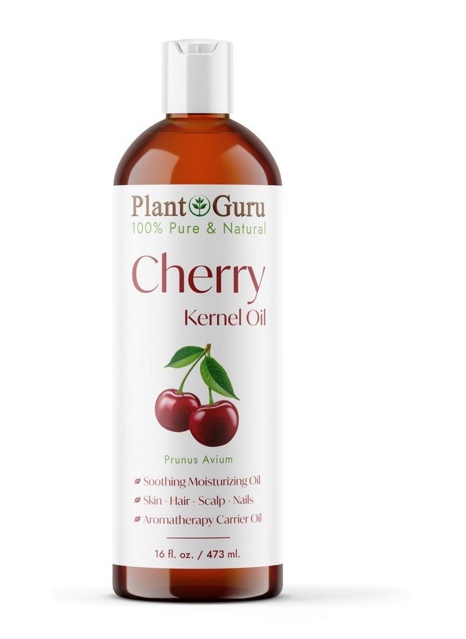 Plant Guru - Cherry Kernel Oil 16 Oz Cold Pressed 100% Pure Natural Carrier Skin Face Body And Hair Growth Moisturizer. Great For Dyi Creams Lotions And Lip Balms. - Image 1