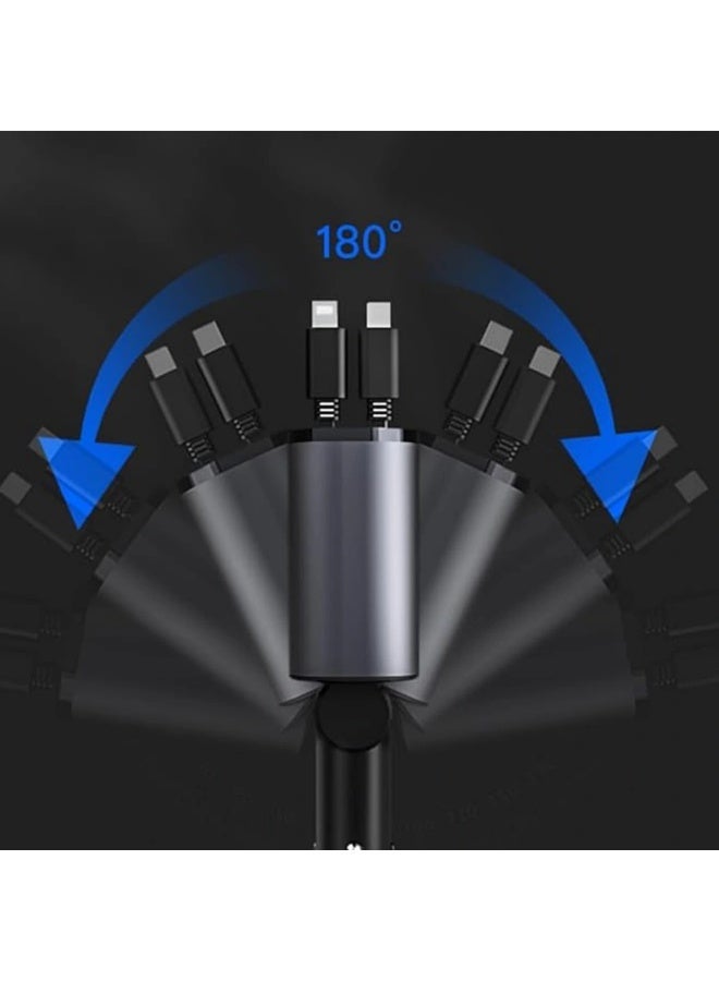 سناب شاحن سيارة سريع 120 واط بكابلات قابلة للسحب لايتنينغ وتايب سي – 4 منافذ USB/Type-C مع شاشة رقمية ودعم الشحن السريع - Image 4