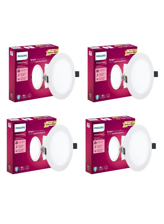 PHILIPS 12W Round AP Plus UltraGlow LED DL Recessed LED Panel Ceiling Light (Pack of 4,Warm White) - Image 1