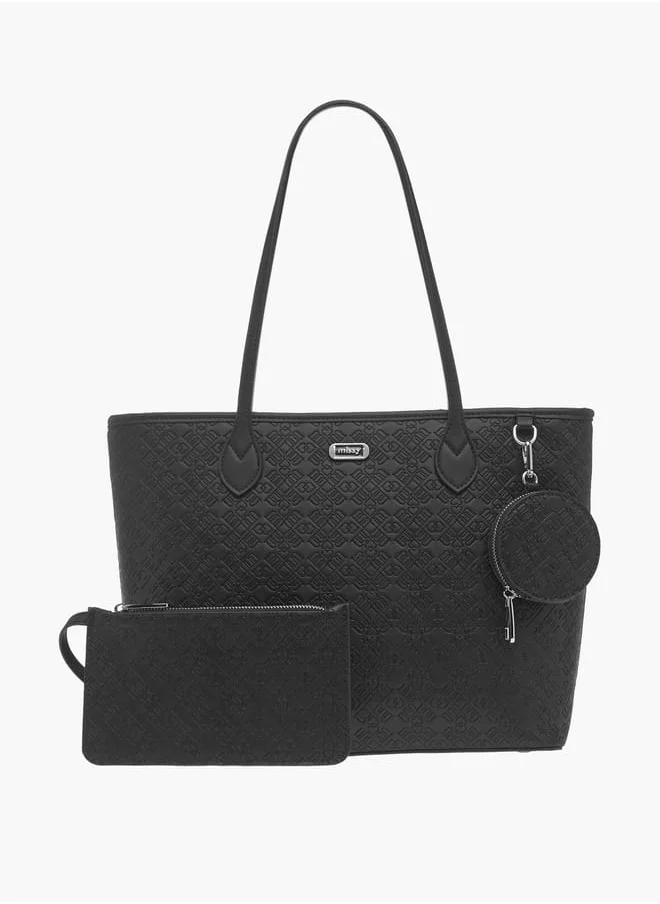 MISSY Womens Missy Monogram Textured Tote Bag With Wallet And Coin Purse