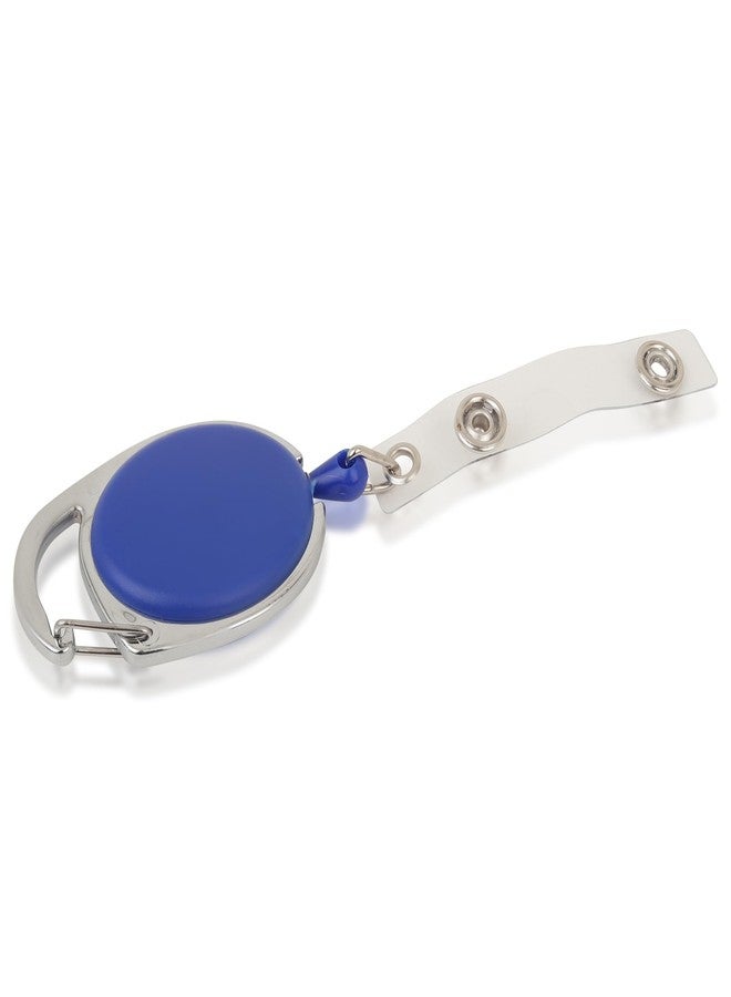 GLUN® Oval Round ID Card Holder – 5 Pack Badge Reel Clip On Retractable Holders (Blue) - Image 5