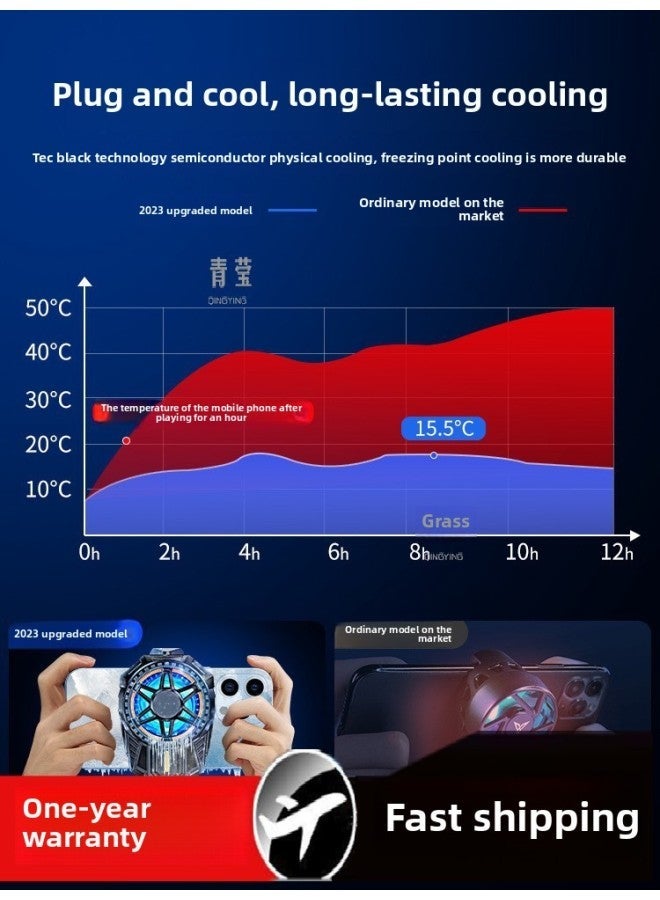 Mobile Phone Radiator Live Broadcast Dedicated Fast Cooling Artifact For AppleFor Iphone Black Shark 2pro One Plus Qingying-Color:【turbine Soaring Wind Heat Dissipation Qingying Instant Cooling❄Plug - Image 3