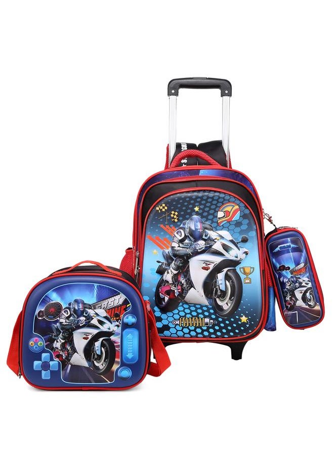 Stargold - Baby Backpack 3Pcs For Baby Boys 1 lunch 1 Pencil Box And 1 Bag With Adjustable Strap For School 2 Wheels 16 Inch - Image 1