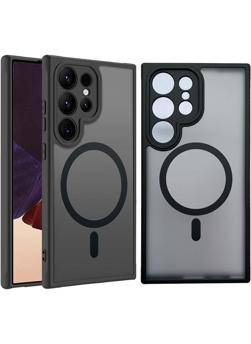 Samsung Galaxy S24 Ultra Case Compatible with MagSafe Accessories Designed for Galaxy S24 Ultra Strong Magnets Translucent Matte Hard Phone Cover (Black) - Image 1