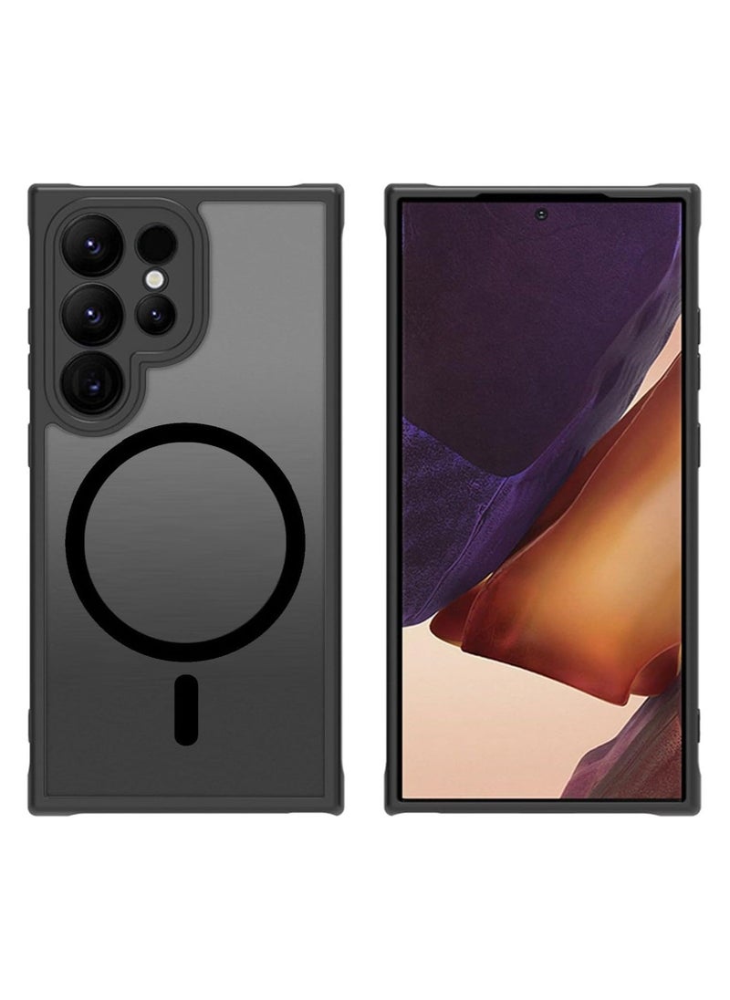 Samsung Galaxy S24 Ultra Case Compatible with MagSafe Accessories Designed for Galaxy S24 Ultra Strong Magnets Translucent Matte Hard Phone Cover (Black) - Image 3