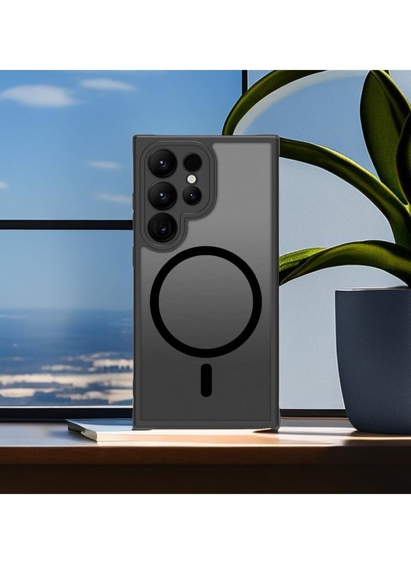 Samsung Galaxy S24 Ultra Case Compatible with MagSafe Accessories Designed for Galaxy S24 Ultra Strong Magnets Translucent Matte Hard Phone Cover (Black) - Image 5