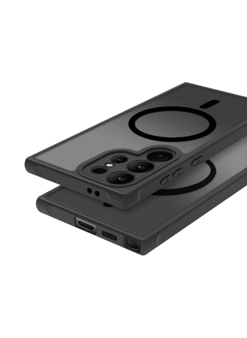 Samsung Galaxy S24 Ultra Case Compatible with MagSafe Accessories Designed for Galaxy S24 Ultra Strong Magnets Translucent Matte Hard Phone Cover (Black) - Image 2