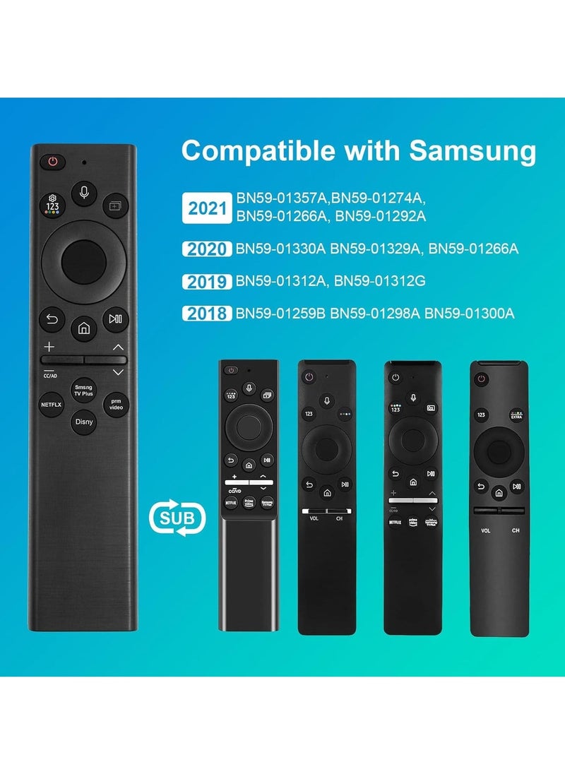 Voice Remote Control Replacement for Samsung Smart TV (No Solar), Compatible with Most 2018 to 2022 Smasung Crystal UHD QLED The Frame QLED 4K 8K Smart TVs(BN59-01385A/BN59-01385B)