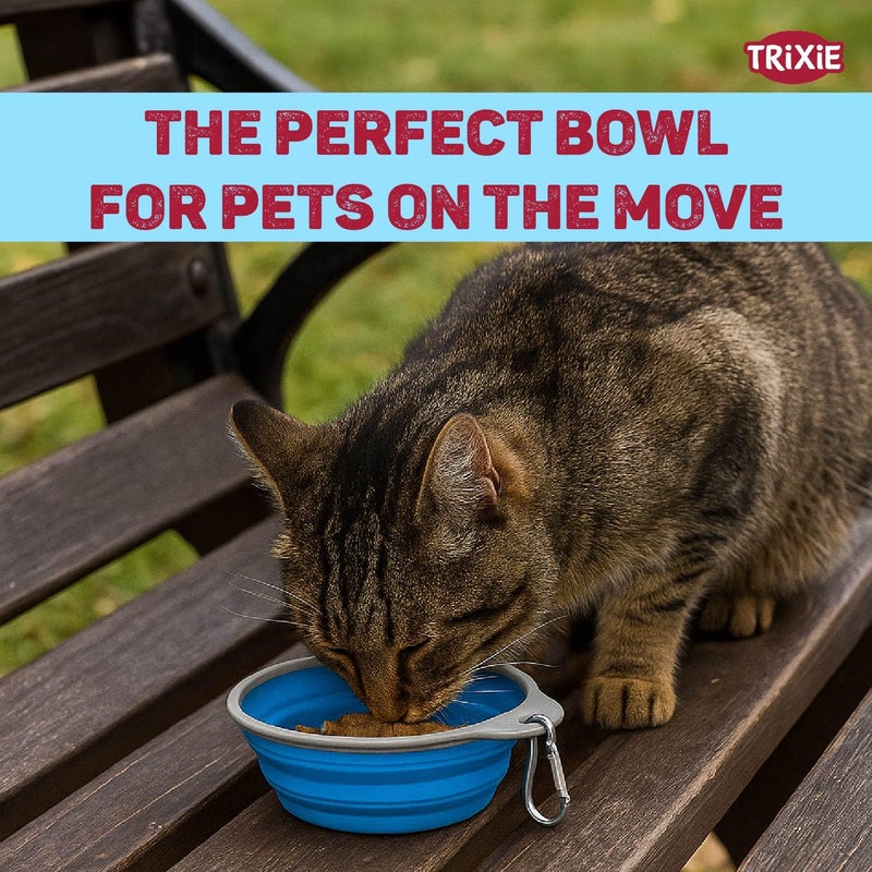 Trixie Collapsible Silicone Pet Travel Bowl | Portable & Lightweight Feeding Bowl for Dogs & Cats | Dishwasher Safe | Durable, Foldable & Easy to Carry Outdoors- 5x7 cm Blue - Image 4