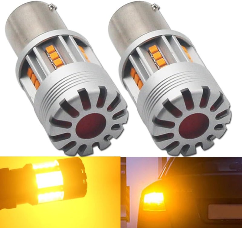 Eluseastar 1156 LED Bulbs Amber S25 BA15S P21W for Turn Signal Lights - 2 Pack - Image 1