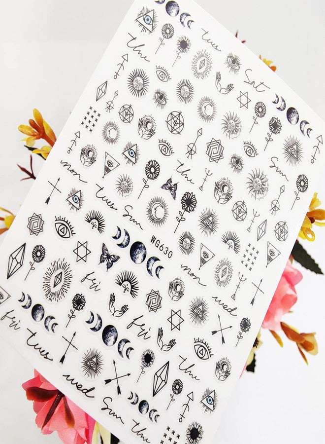 Vezocim Alien Nail Art Stickers, Astronaut Earth Moon Star UFO Rocket Eyes Nail Sticker Holographic 3D Self-Adhesive Nail Art Decals Design, Nail Decal Supplies for Women Girls Manicure Charms Decorations - Image 3