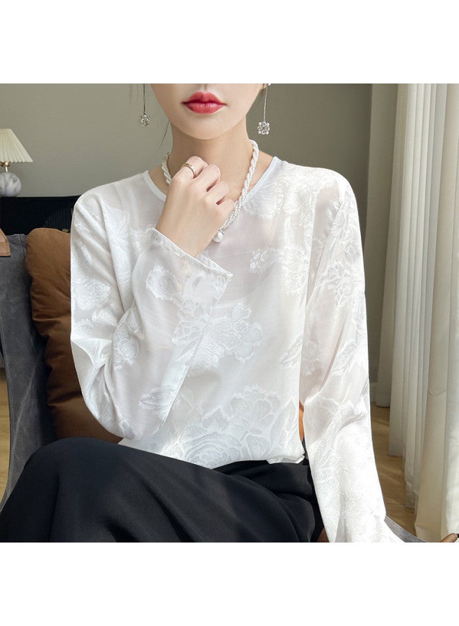 XINYANG Rose Embroidery Shirt 2025 Summer Round Neck Lightweight White Shirt Plus Size T-shirt - Image 2