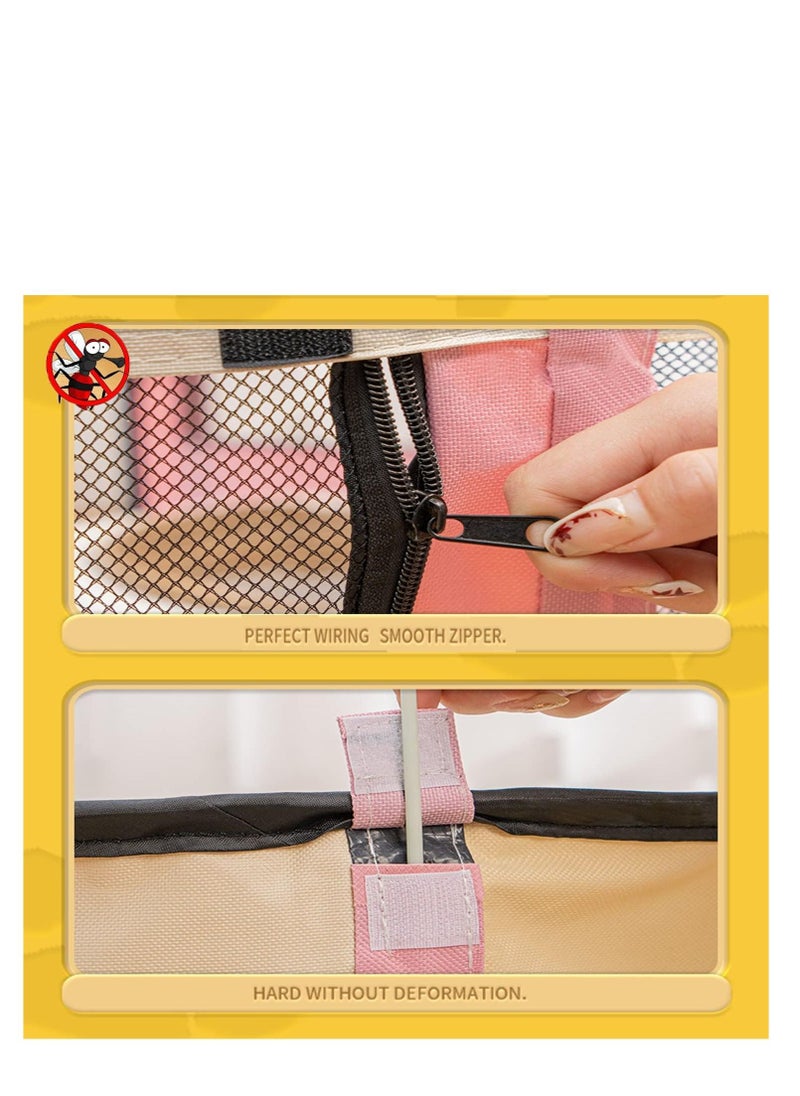 Rightsure - Portable pet playpen, cat feeding room, foldable pet feeding tent for cats/rabbits/chicks/birds with carry bag, 35.43 x 35.43 x 21.65 inches (Pink J) - Image 1
