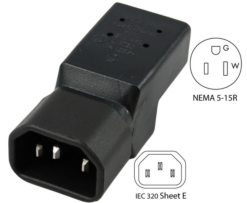 Conntek كونتيك 30130 محول قابس IEC C14 إلى NEMA 5-15R 10 أمبير - Image 2