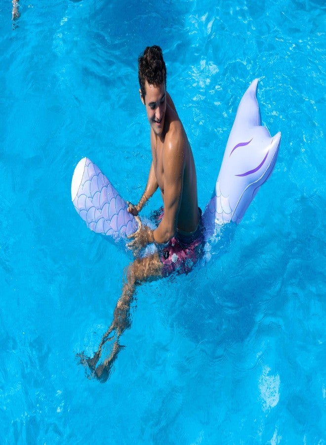 بول كاندي مجموعة ألعاب PoolCandy القابلة للنفخ بنقشة حورية البحر، تشمل عوامات حمام السباحة، وكرات الشاطئ، وأحواض السباحة الصغيرة، وقوارب السباحة المطاطية، وغيرها. (عوامة سباحة حورية البحر بذيل) - Image 5