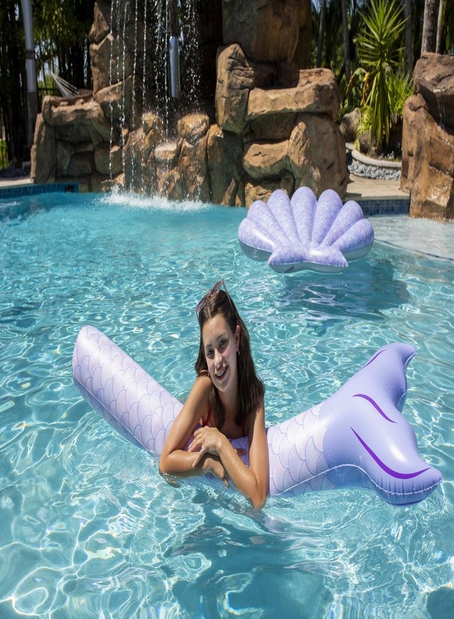 بول كاندي مجموعة ألعاب PoolCandy القابلة للنفخ بنقشة حورية البحر، تشمل عوامات حمام السباحة، وكرات الشاطئ، وأحواض السباحة الصغيرة، وقوارب السباحة المطاطية، وغيرها. (عوامة سباحة حورية البحر بذيل) - Image 4