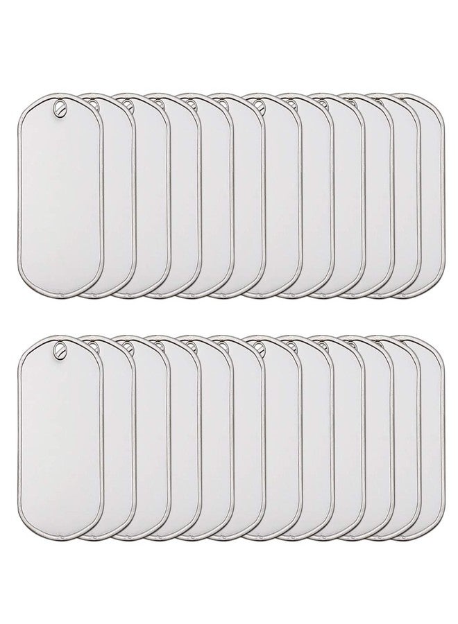 SBC 25 Pack Blank Military Dog Tags Stainless Steel ID Tag Blanks for Engraving Customization and DIY Fits #3 Ball Chain Necklaces Matte Finish with 5/32 Inch Hole Unstamped and Unused - Image 1