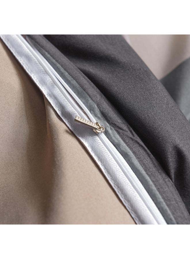 Beauenty 4-Piece European Style Checked Printed Duvet Cover Set Polyester Black/Beige/Grey - Image 4