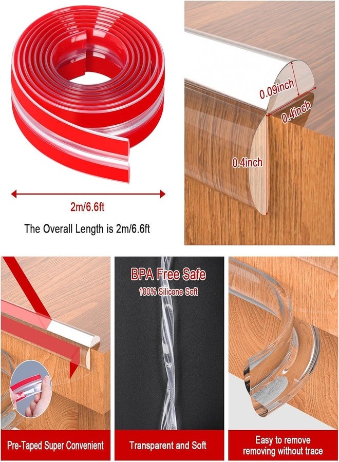 ECHSRT Silicon Edge Protector, Baby Proofing Edge Protector Strip for Kids, Corner Protector for Sharp Edges, Desk, Table, Bed, Safety Cover for Sharp Corners & Edges (Transparent - 2 Meter) - Image 2