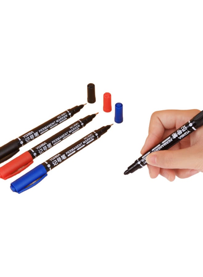 Ubiquitin Youbili Marker Pen/Highlighter Pen/Twin-Tip Marker Pen/Signature Pen/Meeting Pen/Marker Pen, 12 Pcs, 5061 Black - Image 2