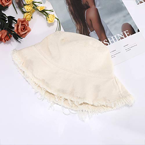 boderier Sun Hats for Women Summer Casual Wide Brim Cotton Bucket Hat Beach Vacation Travel Accessories (Beige) - Image 5