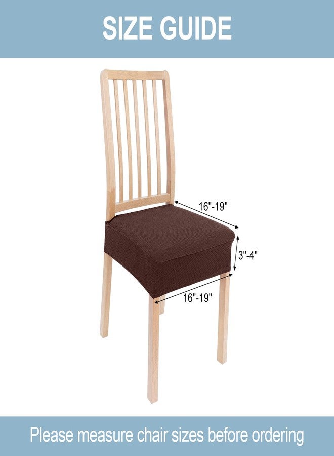 Smiry Stretch Jacquard Seat Covers for Dining Room Chairs Set of 2, Removable Washable Chair Seat Protector Slipcovers, No Rear Covers, Light Chocolate - Image 5
