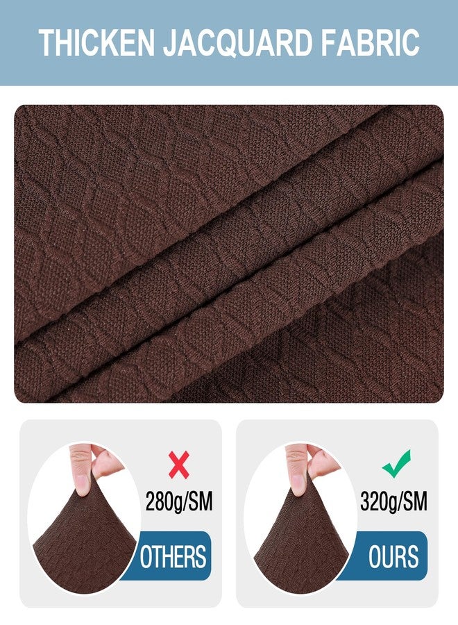Smiry Stretch Jacquard Seat Covers for Dining Room Chairs Set of 2, Removable Washable Chair Seat Protector Slipcovers, No Rear Covers, Light Chocolate - Image 2