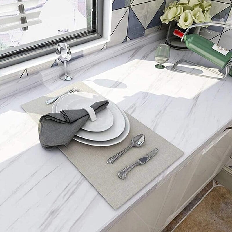 Vinyl Stickers for Kitchen - PVC Wallpaper Sticker kitchenm Wall Stickers Oil Proof Heat Resistant - Kitchen Platform Sticker - self Adhesive Wallpaper for Kitchen (5 M White NO1) - Image 5
