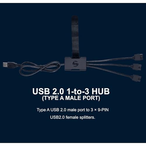 Lian Li USB 2.0 Internal 1 to 3 Hub (Type A Male Port) Black - Image 2